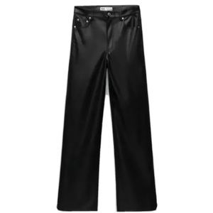 Zara Faux Leather the 90s straight leg pants - full length - black - size 2